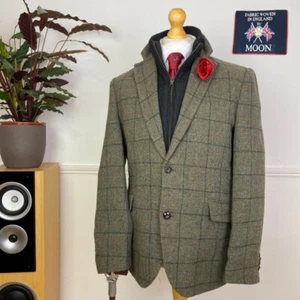 M&S Marks Spencer Men’s Tweed MOON Check Windowpane HACKING Blazer Jacket (40R) - Picture 1 of 22