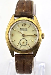 Vintage EXACTLY Subdial Second Hand Swiss Watch 1 Jewel Gold Tone MOP NEW BATT - Picture 1 of 10