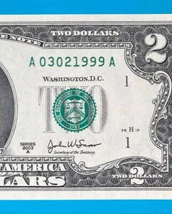 March 2, 1999 / 3 February 1999 : A 03021999 A BIRTHDAY NOTE $2 Two Dollar Bill - Picture 1 of 3
