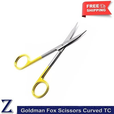 Dental Goldman Fox Scissors Curved TC Surgical Operating Suture Dissecting Shear - Image 1 of 4
