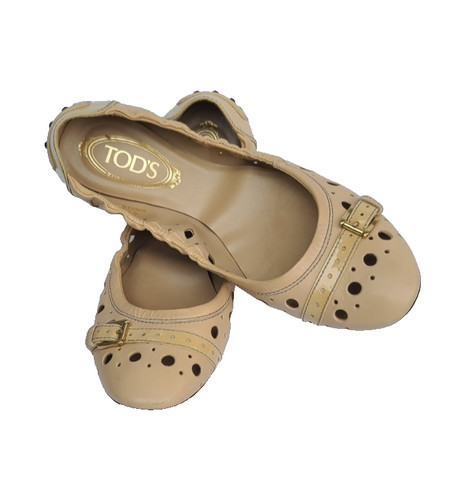 TOD’S Scarpe da ballo Tod's Biege design traforato in pelle con fibbia Made in Italy taglia 41