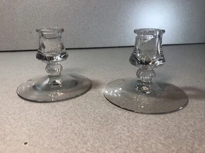 2 Heisey Mercury Clear Single Light Kerzenständer schwach leuchtet unter UV - Bild 1 von 13