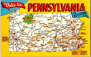 Postal Pennsylvania The Keystone State cromada sin publicar - Imagen 1 de 2