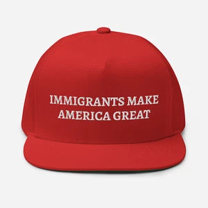 Immigrants Make America Great Hat (Embroidered Flat Bill Cap) - Picture 1 of 16