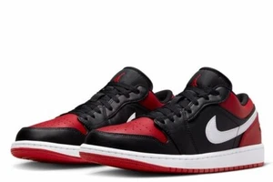 Air Jordan 1 Low "Bred Toe" Black/Gym Red-White 553558-066 Size 10 NEW - Picture 1 of 9