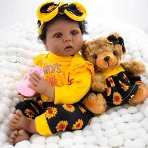 Lifelike Reborn Baby Dolls Black Girl, 22 Inch Realistic African America... - Picture 1 of 7