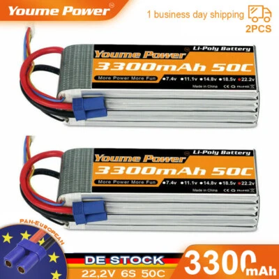 2Stück 22,2V 3300mAh 6S 50C Lipo Akku EC5 für RC Hubschraub Quad Multi Auto Lkw - Bild 1 von 4