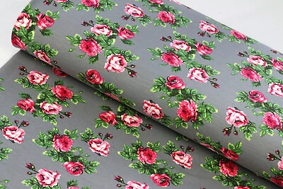 FRENCH TERRY Sommersweat Stoff Meterware Rosalie Rosen Grau EUR 15,98/m - Bild 1 von 2