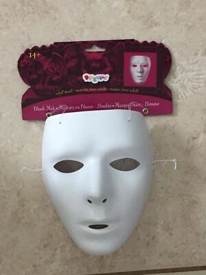 WHITE BLANK MALE FACE MASK MTV DANCE PURGE PHANTOM HALLOWEEN COSTUME TF111601 - Image 1 of 2