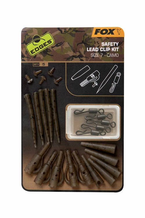 Fox Edges Camo Safety Lead Clip Kit Size 7 CAC780