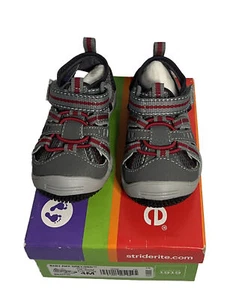 Stride Rite Boys Baby Riff Grey/Red Size 4M NIB - Picture 1 of 4