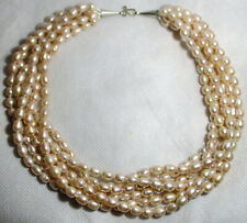 Six Strand Cream Faux Pearl Necklace with Hook Style Clasp