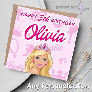 Personalised BARBIE PINK Birthday CARD Any Name, Age & Message Free Delivery - Picture 1 of 2