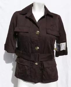 NEU NEU MIT ETIKETT $ 139 Kenneth Cole NY braun Baumwolle + Metall Urban Safari Jacke Oberteil S US 6 - Bild 1 von 6