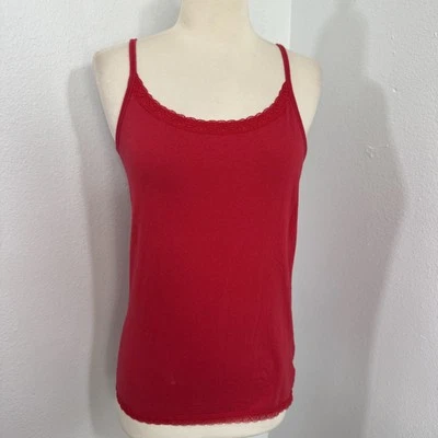 Faded Glory Top Womens Small Red Lace Trim Camisole Feminine Fairy Y2K - Image 1 of 4