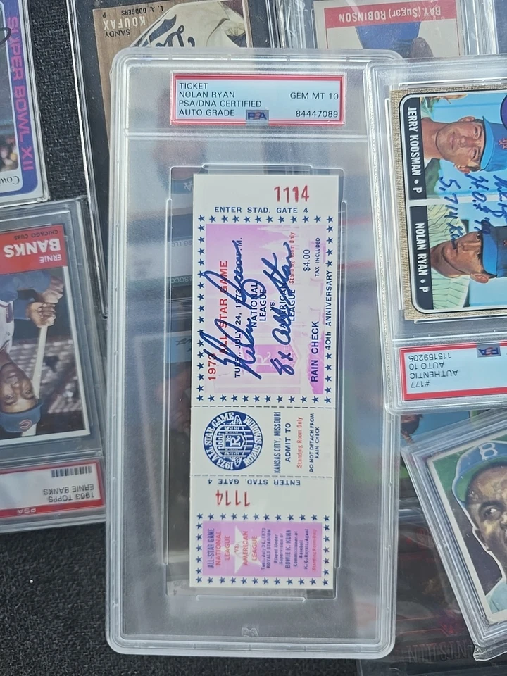 Nolan Ryan Signed 1973 MLB All-Star Game Ticket Stub PSA GEM MINT 10 AUTO - Image 1 of 1
