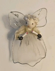 Angel Vintage Christmas Decorations With 2 Candles Small In Each Hand - Picture 1 of 4