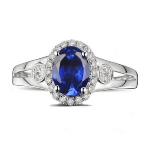 Ovale Forme 2,45Kt 100% Naturel Bleu Tanzanite Bague Dans 925 Sterling Argent - Imagen 1 de 3