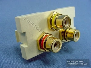Leviton Ivory MOS Wallplate 3-Port RCA Audio Video Jack Module 41292-3RI - Picture 1 of 5