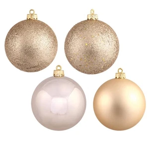Vickerman N592038DA Champagne 4 Finish Assorted Ball Ornament  8 in. - 4 per Bag - Picture 1 of 1