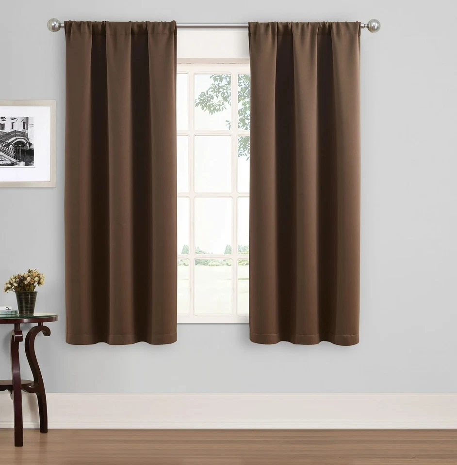 Eclipse Phoenix Solid Blackout Curtain Panels 2Pcs Set 37x63 Gray Brown Indigo - Image 1 of 1