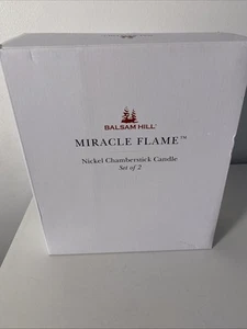 1 Pair (2) BALSAM HILL Miracle Flame Nickel Chamberstick Candles Candlestick - Picture 1 of 9
