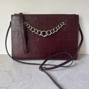 Claudia Firenze Convertible Shoulder Bag Clutch Burgundy Leather MADE IN ITALY - Picture 1 of 13