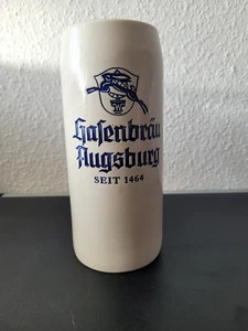 Bierkrug Hasenbräu Augsburg 0,5L Steingut Sammlerstück Vintage unbenutzt Top - Bild 1 von 6