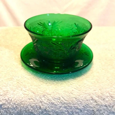 Juego de 6 tazas de natillas verdes bosque sandwich anchor hocking vintage con forro 2 tazas Foto 1 de 4