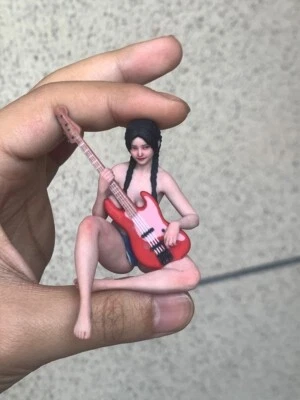 Resin Diorama 1:18 Guitar Girl Miniature Figurine Doll Toys Anime Scene Props - Image 1 of 4