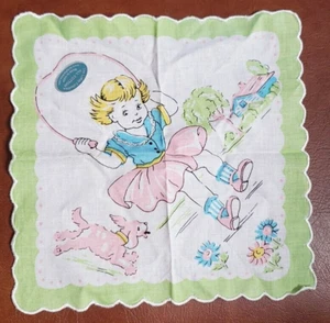 LuRay Girl Skipping Rope Dog Kids Hankie Handkerchief Cotton - Picture 1 of 3