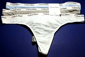 Calvin Klein Women's XLG Thong Cotton Panties Underwear - 3 Pack - Blue Cks - Picture 1 of 7