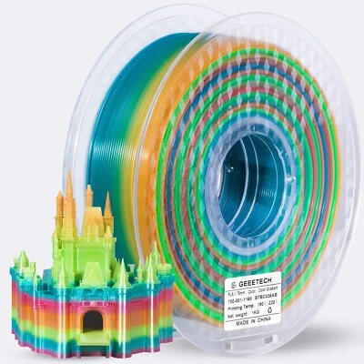 Filamento para impresora 3D Geeetech PLA 1,75 mm 1 kg degradado multicolor PLA consumible Foto 1 de 4