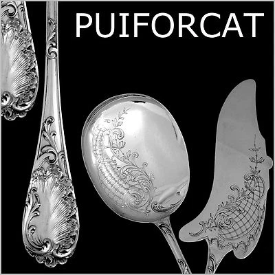 Puiforcat Fabuloso Juego de Helados Francés Todo Plata Esterlina 2 piezas Rococó Foto 1 de 4
