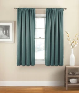 2 - Eclipse Solid Thermapanel Room-Darkening Curtain Panels, River Blue, 54"x63" - Picture 1 of 2