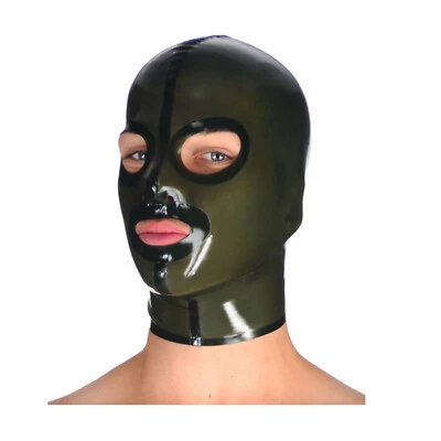 Latex Mask Hood Rubber Unisex Hood Unique Wear for Party Army Green Handmade - Image 1 of 4