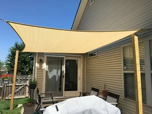 Ifenceview beige 15 Fuß x 15 Fuß - 15 Fuß x 48 Fuß Rechteck Sonnenschutz Segel Terrasse Überdachung Markise - Bild 1 von 7
