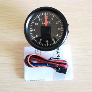 52MM Black Universal Clock Gauge for Car Truck Marine Red Led Waterproof 12V/24V - Picture 1 of 6