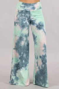 Chatoyant Plus Size Teal Green Tie Dye Palazzo Pants 2XL - Picture 1 of 4