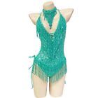 Shiny Costume For Women Beading Sequin Tassel One-Piece Bodysuit  Party Outfit