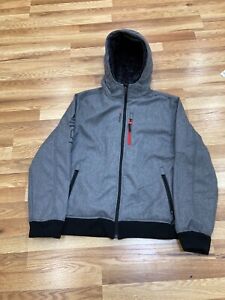Reebok Jacket Mens Extra Large Gray Long sleeve Hooded Neck Full Zip Solid Logo