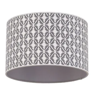 Litecraft Light Shade Easy Fit 35cm Criss Cross Print Lampshade - Grey Clearance - Picture 1 of 1