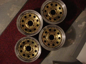American Racing Gold Nuggets Wheels 5-Lug with Gold Center and Chrome Lips 15x6 - Picture 1 of 7