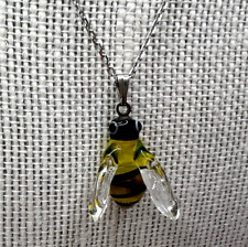 ムラーノガラス、手作りの素敵な蜂のペンダント、925 スターリングシルバーのネックレス