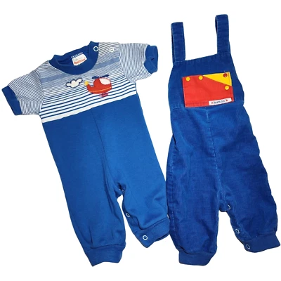 Health-Tex De Colección Bebé Niño 3 6 Mos Conjunto Lote Azul Helicóptero Rayas Pana 2 piezas Foto 1 de 4