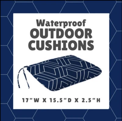 NEW Outdoor cushion patio chair Geo Navy Modern Farmhouse Waterproof USA Made - Image 1 of 4