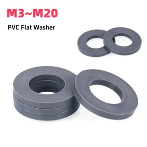 PVC Flat Washer M3 M4 M5 M6 M8 M10 M12 M14 M16M18M20 Grey Plastics O-rin Gaskets - Picture 1 of 17