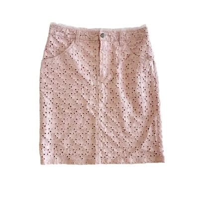 Falda lápiz corta vintage años 90 Y2K GF Ferre rosa claro bordado ojales talla 44 Foto 1 de 4