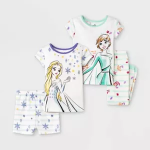 Disney Frozen 4 pc Toddler Girls Short Sleeve Snug Fit Pajama Set Size 5 - New - Picture 1 of 1