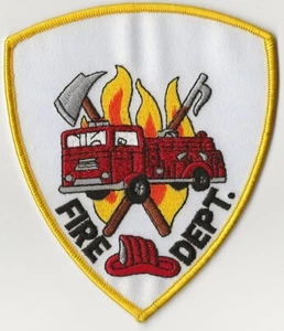 FIRE DEPARTMENT Fire Truck & Flames Patch Beautifully Embroidered. - Picture 1 of 1